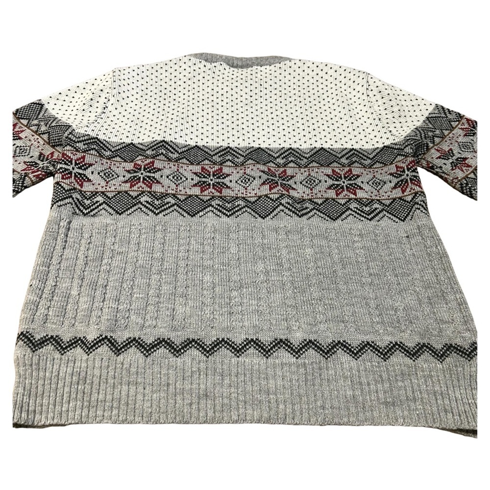 Vintage KP Collection Nordic Sweater Gray Fair Isle Men’s Large - Picture 12 of 14